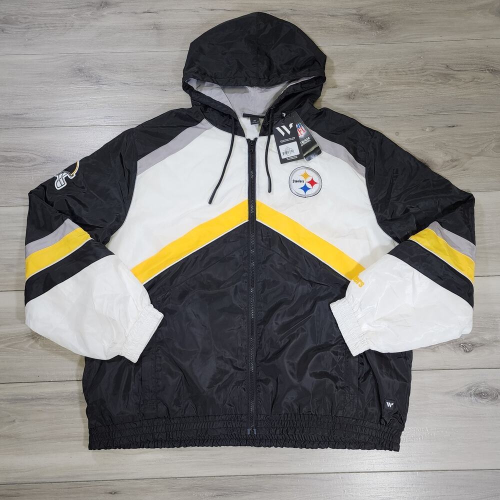 Pittsburgh Steelers Jacket Men's XL Black Colorblock Oversize Full Zip Hoodie Ne